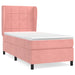 Pat box spring cu saltea, roz, 90x200 cm, catifea - WALTI WALTI