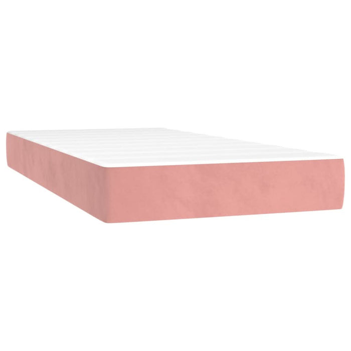 Pat box spring cu saltea, roz, 90x200 cm, catifea - WALTI WALTI