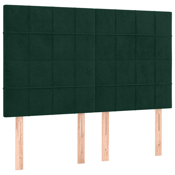 Pat box spring cu saltea, verde închis, 140x190 cm, catifea WALTI