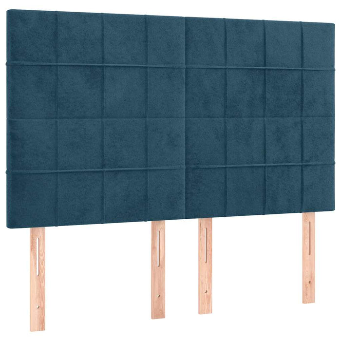 Pat box spring cu saltea, albastru închis, 140x190 cm, catifea WALTI