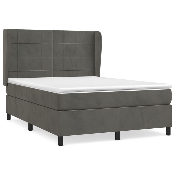 Pat box spring cu saltea, gri închis, 140x200 cm, catifea - WALTI WALTI