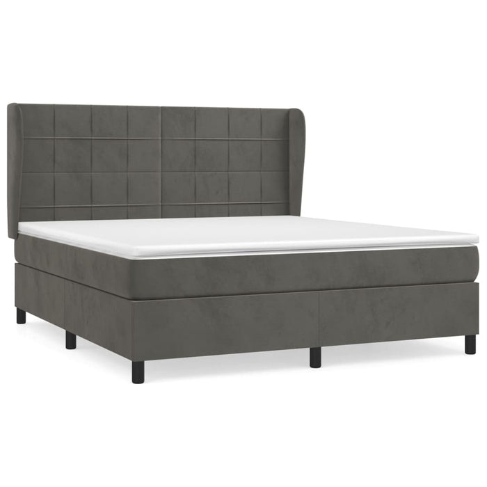 Pat box spring cu saltea, gri închis, 160x200 cm, catifea - WALTI WALTI