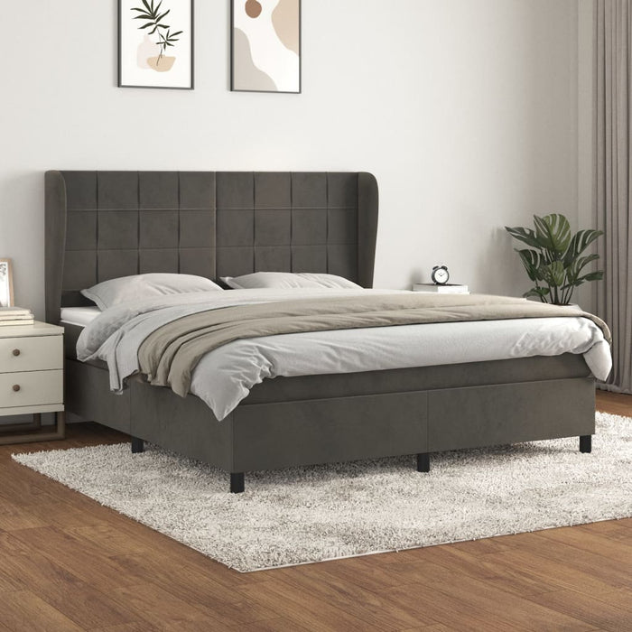 Pat box spring cu saltea, gri închis, 160x200 cm, catifea - WALTI WALTI