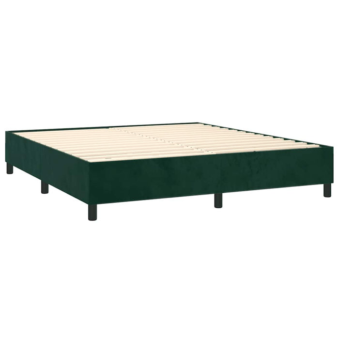 Pat box spring cu saltea, verde închis, 180x200 cm, catifea WALTI