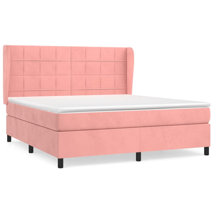 Pat box spring cu saltea, roz, 180x200 cm, catifea - WALTI WALTI