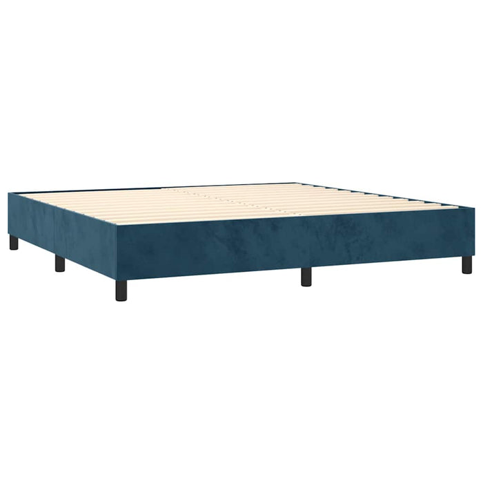 Pat box spring cu saltea, albastru închis, 200x200 cm, catifea - WALTI WALTI