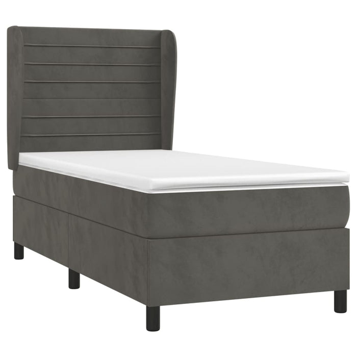 Pat box spring cu saltea, gri închis, 80x200 cm, catifea - WALTI WALTI