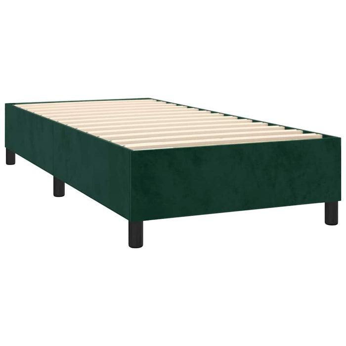 Pat box spring cu saltea, verde închis, 80x200 cm, catifea WALTI