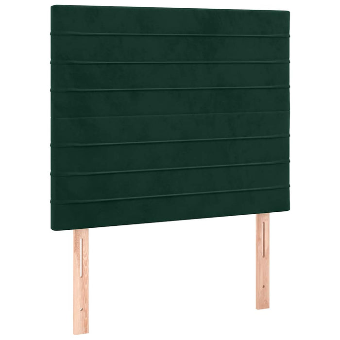 Pat box spring cu saltea, verde închis, 80x200 cm, catifea WALTI