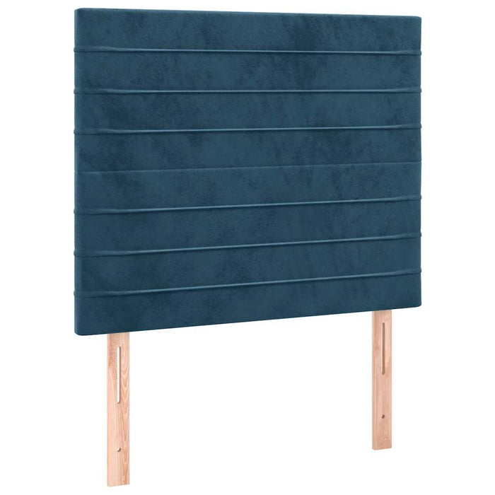 Pat box spring cu saltea, albastru închis, 80x200 cm, catifea WALTI