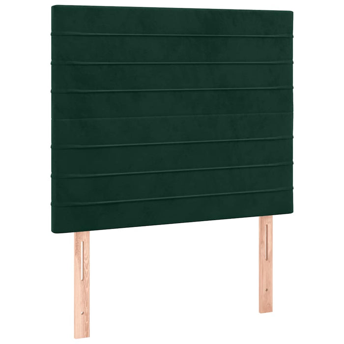 Pat box spring cu saltea, verde închis, 90x190 cm, catifea WALTI