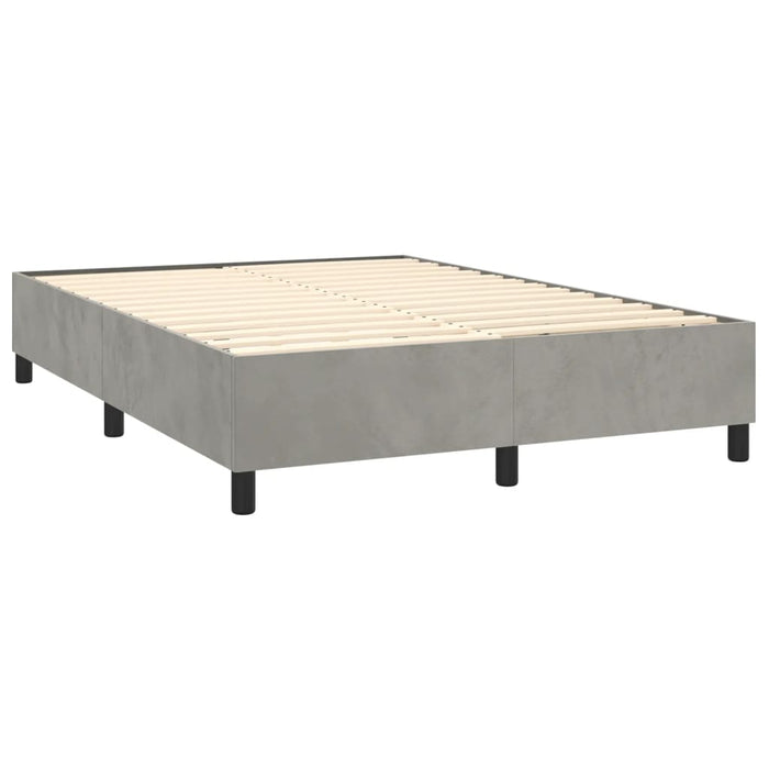 Pat box spring cu saltea, gri deschis, 140x190 cm, catifea - WALTI WALTI