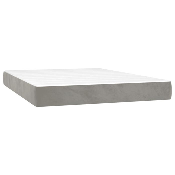 Pat box spring cu saltea, gri deschis, 140x190 cm, catifea - WALTI WALTI