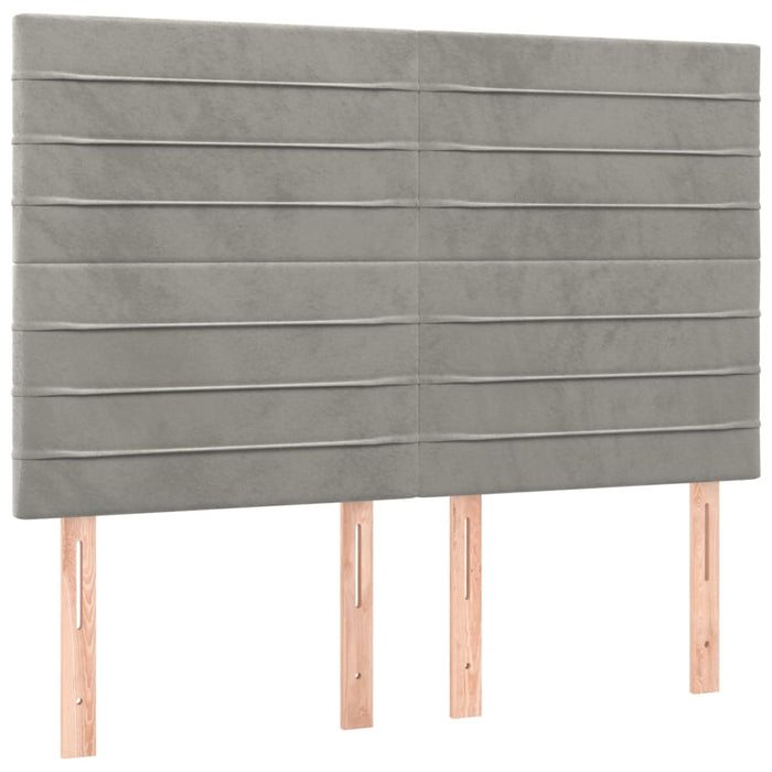 Pat box spring cu saltea, gri deschis, 140x190 cm, catifea - WALTI WALTI