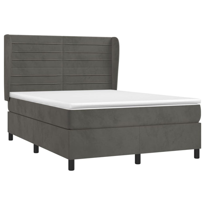Pat box spring cu saltea, gri închis, 140x190 cm, catifea - WALTI WALTI