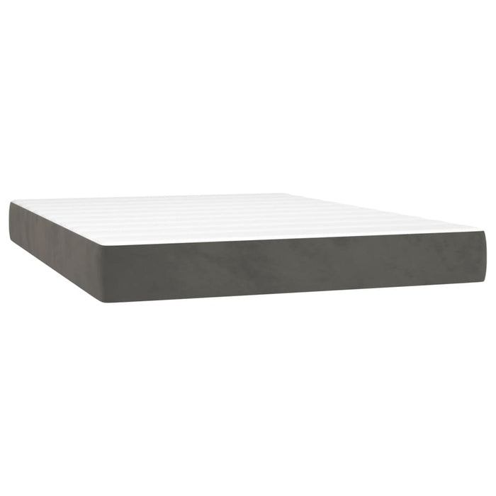 Pat box spring cu saltea, gri închis, 140x190 cm, catifea - WALTI WALTI