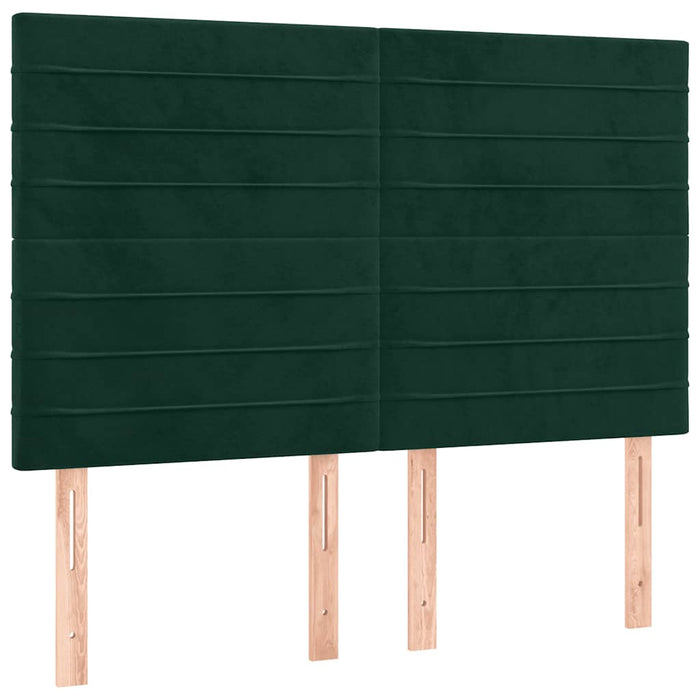 Pat box spring cu saltea, verde închis, 140x190 cm, catifea WALTI