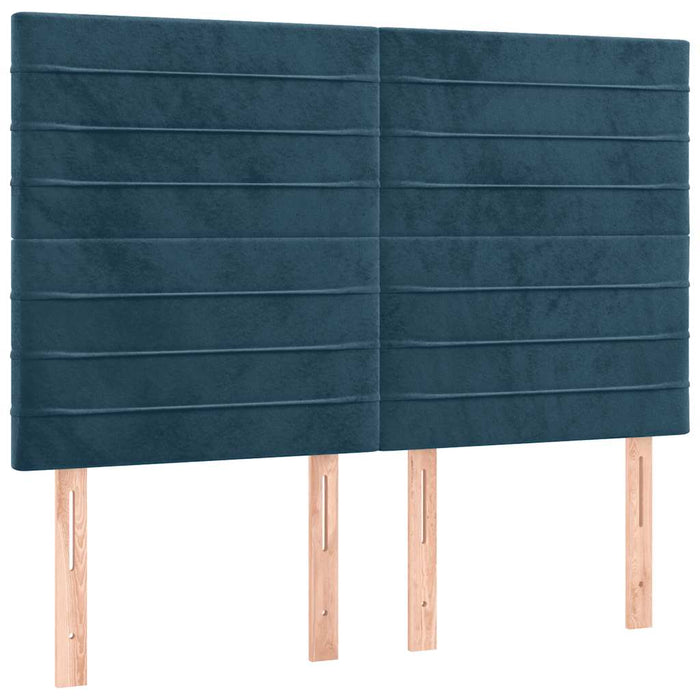 Pat box spring cu saltea, albastru închis, 140x190 cm, catifea - WALTI WALTI