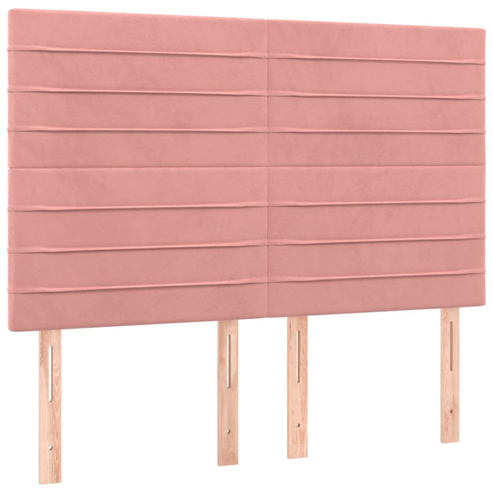 Pat box spring cu saltea, roz, 140x190 cm, catifea WALTI