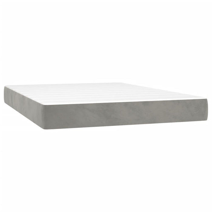 Pat box spring cu saltea, gri deschis, 140x200 cm, catifea - WALTI WALTI