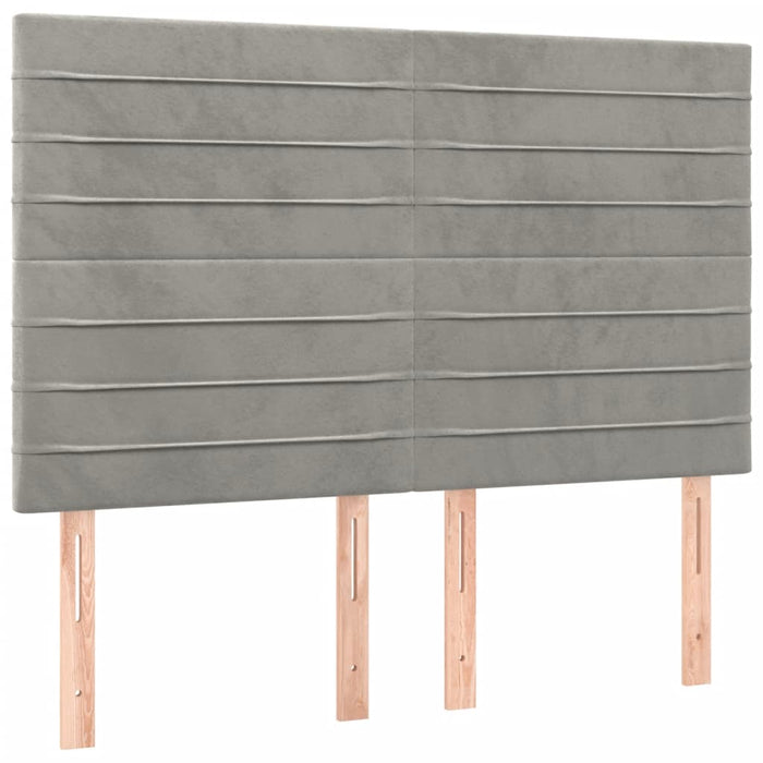 Pat box spring cu saltea, gri deschis, 140x200 cm, catifea - WALTI WALTI