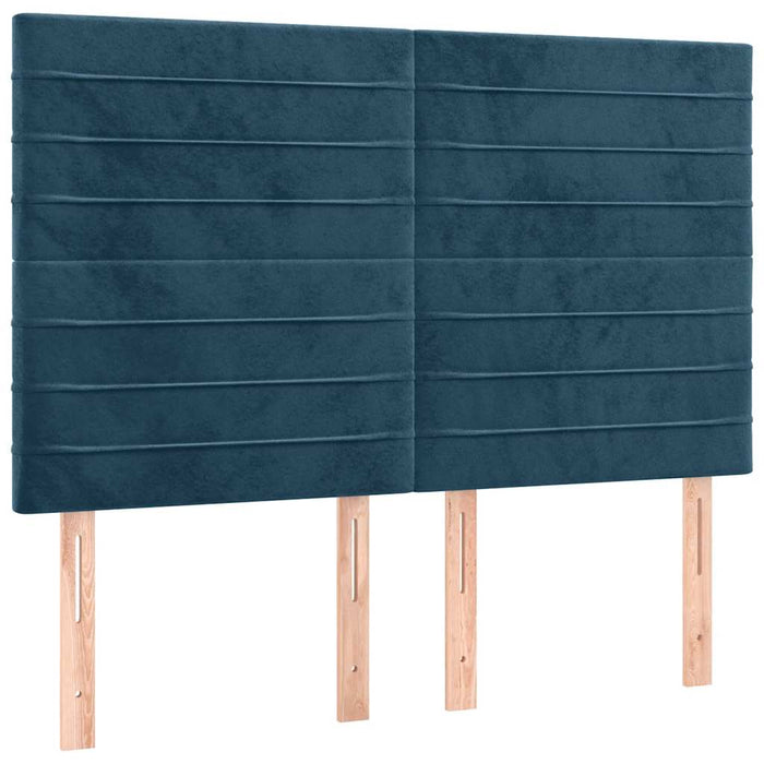 Pat box spring cu saltea, albastru închis, 140x200 cm, catifea - WALTI WALTI