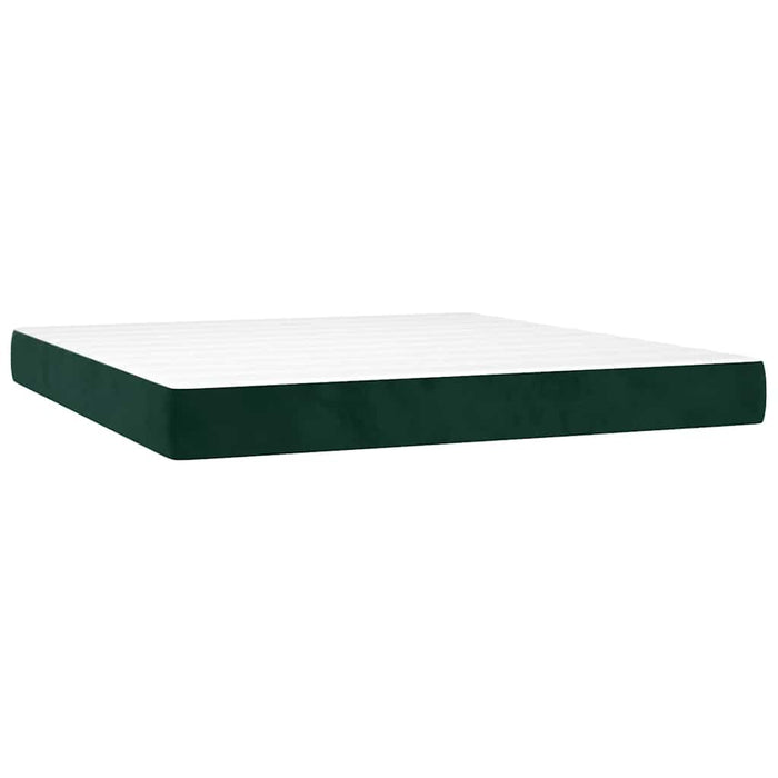 Pat box spring cu saltea, verde închis, 160x200 cm, catifea WALTI