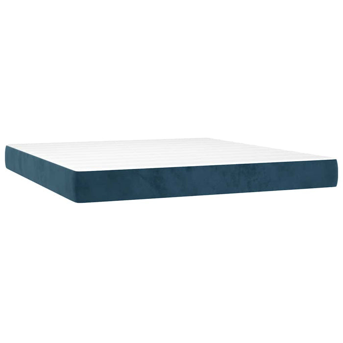 Pat box spring cu saltea, albastru închis, 160x200 cm, catifea - WALTI WALTI