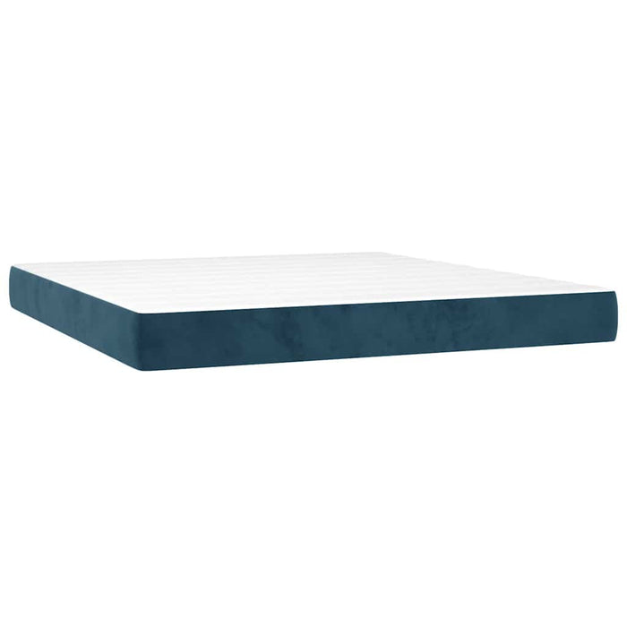 Pat box spring cu saltea, albastru închis, 180x200 cm, catifea WALTI