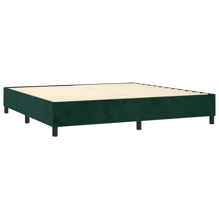 Pat box spring cu saltea, verde închis, 200x200 cm, catifea WALTI