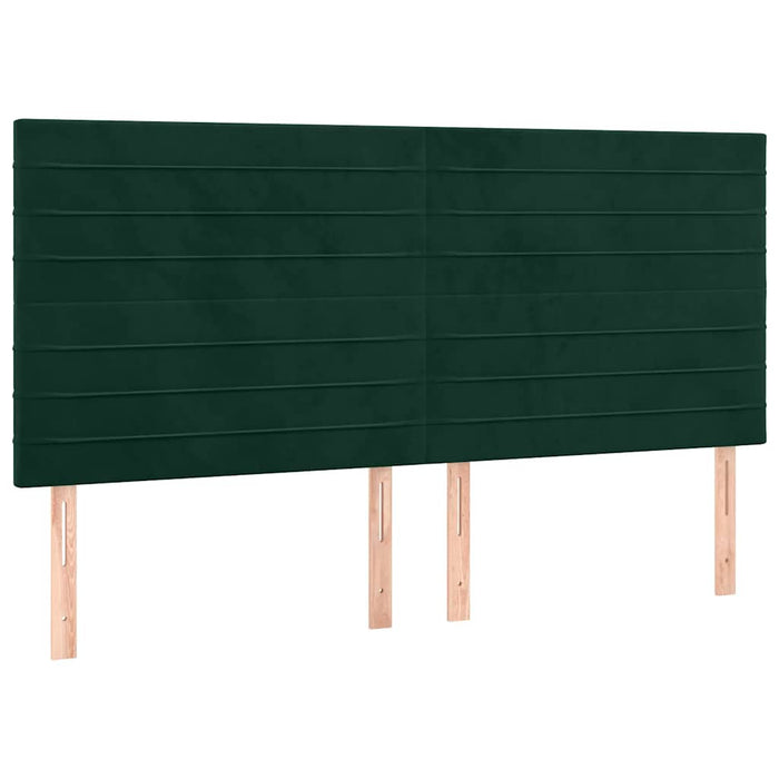 Pat box spring cu saltea, verde închis, 200x200 cm, catifea WALTI