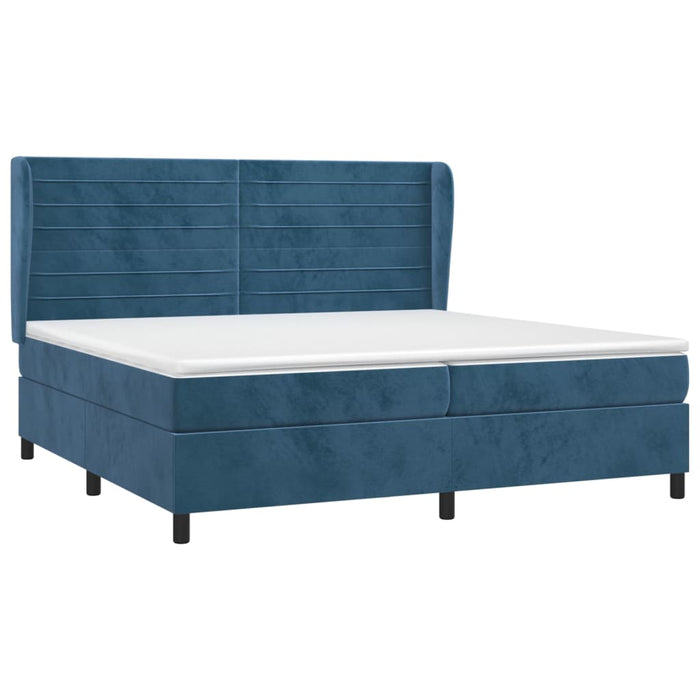 Pat box spring cu saltea, albastru închis, 200x200 cm, catifea - WALTI WALTI