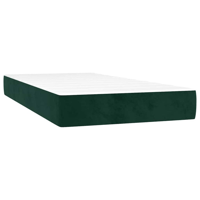 Pat box spring cu saltea, verde închis, 80x200 cm, catifea WALTI