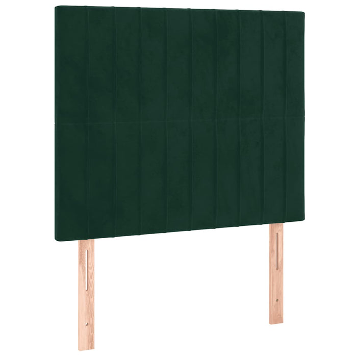 Pat box spring cu saltea, verde închis, 80x200 cm, catifea WALTI