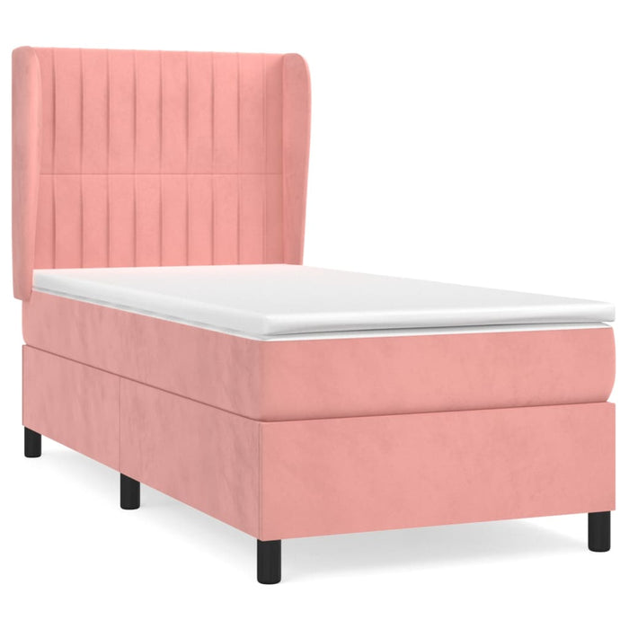 Pat box spring cu saltea, roz, 80x200 cm, catifea - WALTI WALTI