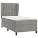 Pat box spring cu saltea, gri deschis, 90x190 cm, catifea - WALTI WALTI