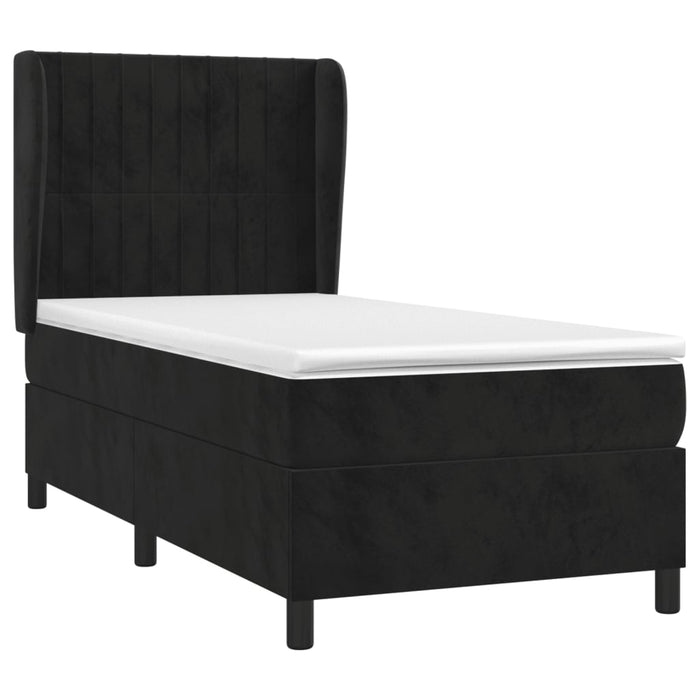 Pat box spring cu saltea, negru, 90x190 cm, catifea - WALTI WALTI