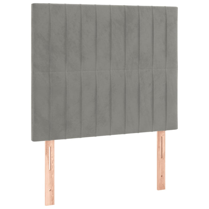 Pat box spring cu saltea, gri deschis, 90x200 cm, catifea WALTI