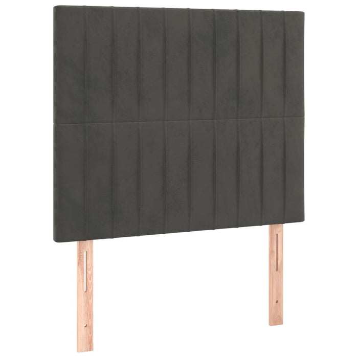 Pat box spring cu saltea, gri închis, 90x200 cm, catifea WALTI