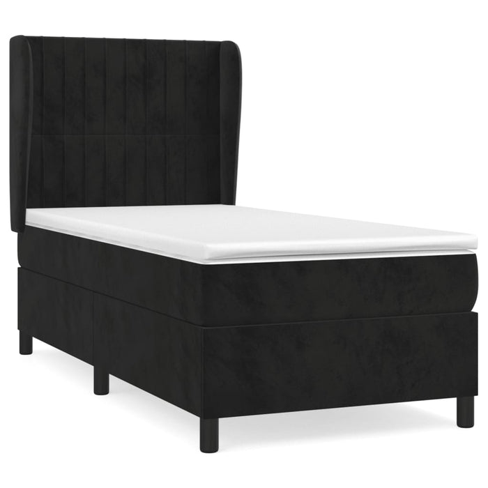 Pat box spring cu saltea, negru, 90x200 cm, catifea - WALTI WALTI