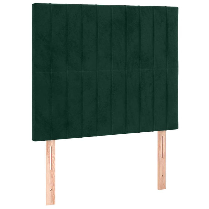 Pat box spring cu saltea, verde închis, 90x200 cm, catifea WALTI