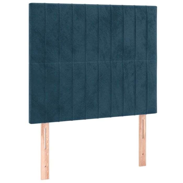 Pat box spring cu saltea, albastru închis, 90x200 cm, catifea - WALTI WALTI