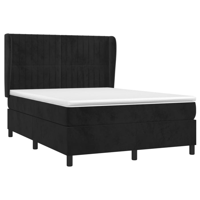 Pat box spring cu saltea, negru, 140x190 cm, catifea - WALTI WALTI