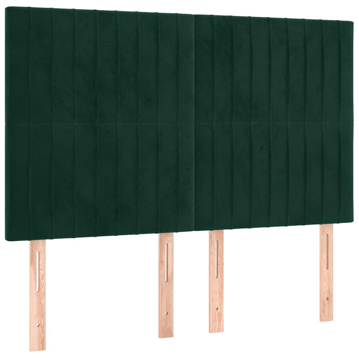 Pat box spring cu saltea, verde închis, 140x190 cm, catifea WALTI