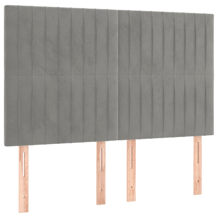 Pat box spring cu saltea, gri deschis, 140x200 cm, catifea - WALTI WALTI