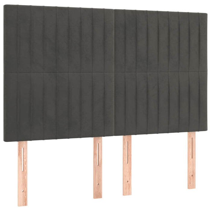 Pat box spring cu saltea, gri închis, 140x200 cm, catifea - WALTI WALTI
