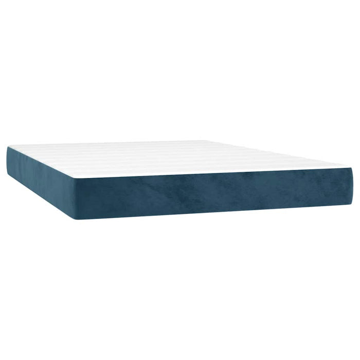 Pat box spring cu saltea, albastru închis, 140x200 cm, catifea - WALTI WALTI