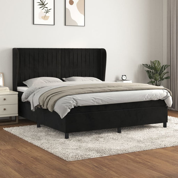 Pat box spring cu saltea, negru, 160x200 cm, catifea - WALTI WALTI