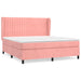 Pat box spring cu saltea, roz, 160x200 cm, catifea - WALTI WALTI