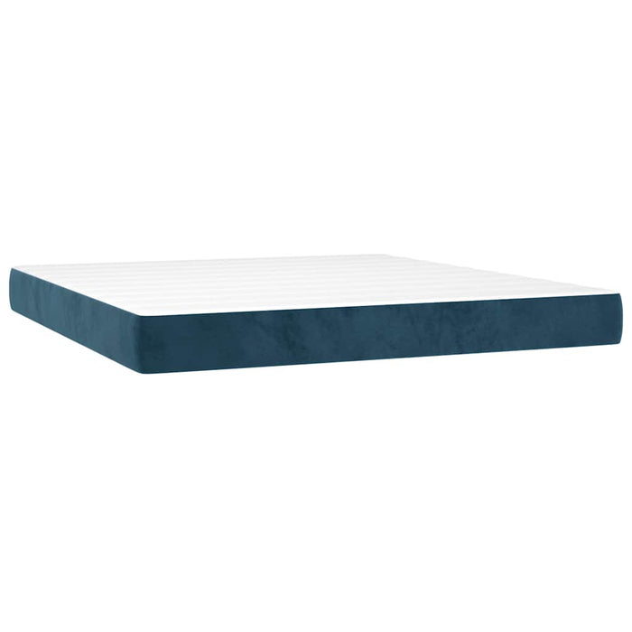 Pat box spring cu saltea, albastru închis, 180x200 cm, catifea - WALTI WALTI